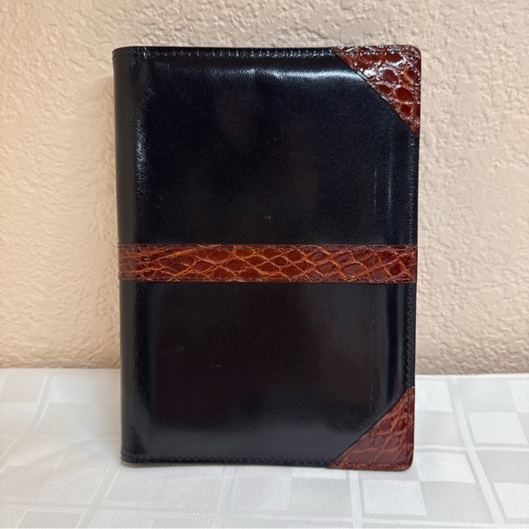 Charles Underwood Kid Leather Planner Alligator Cognac Glazed Finish 6x8.5